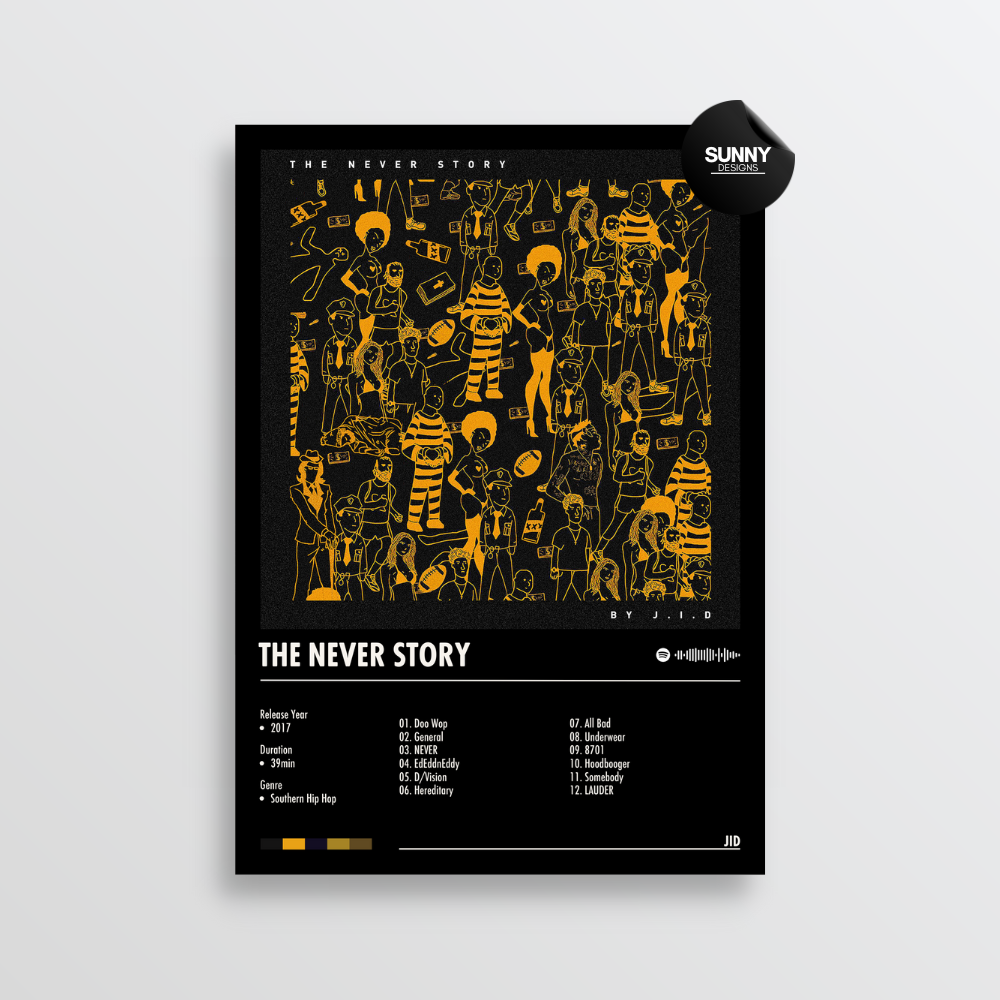 JID The Never Story merch custom album cover poster music poster personalized gifts poster mockup poster template album posters for wall Sunny Designs Poster 