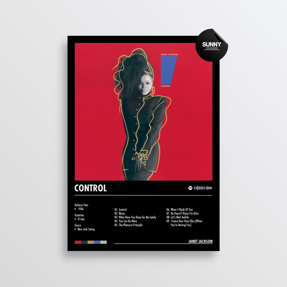 Janet Jackson Control merch custom album cover poster music poster personalized gifts poster mockup poster template album posters for wall Sunny Designs Poster 