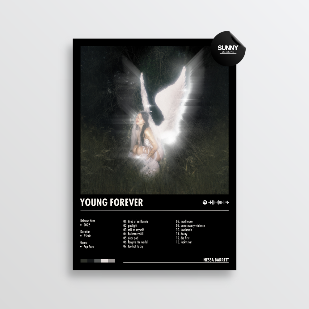 Nessa Barrett young forever merch custom album cover poster music poster personalized gifts poster mockup poster template album posters for wall Sunny Designs Poster 