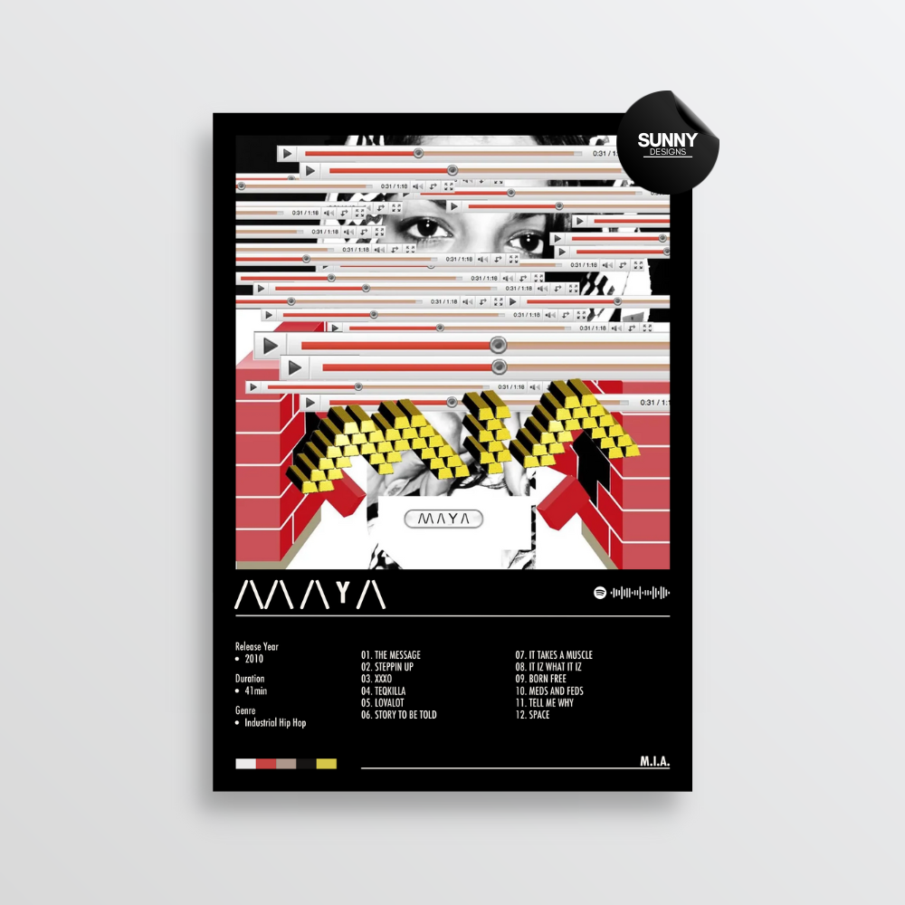 M.I.A. MIA MAYA merch custom album cover poster music poster personalized gifts poster mockup poster template album posters for wall Sunny Designs Poster 