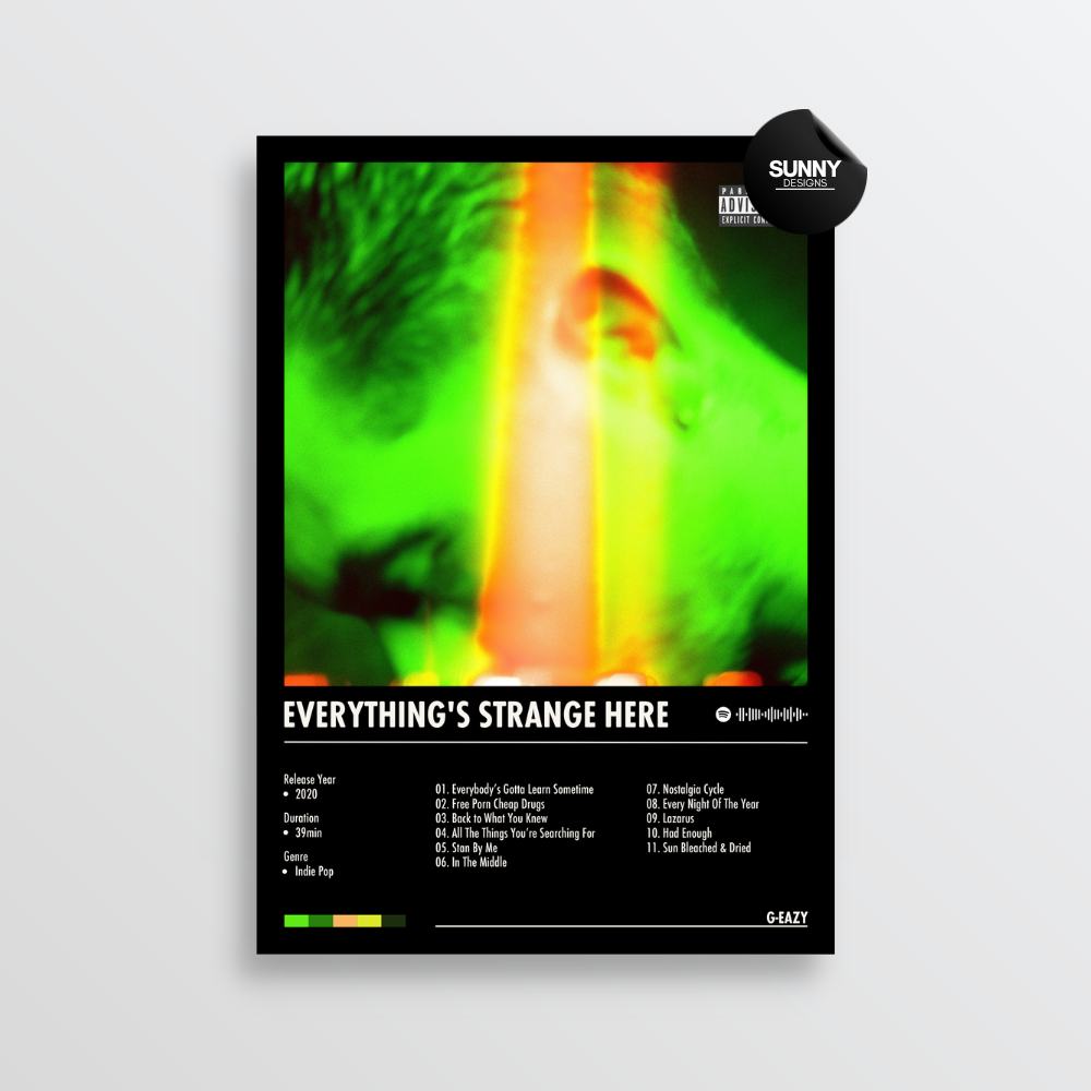 G-Eazy Everything's Strange Here merch custom album cover poster music poster personalized gifts poster mockup poster template album posters for wall tracklist Sunny Designs Poster
