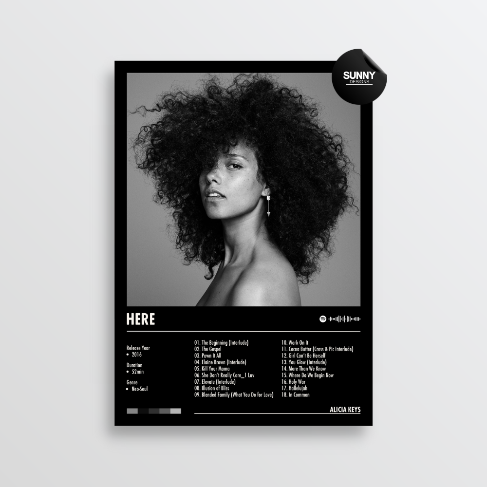 Alicia Keys HERE merch custom album cover poster music poster personalized gifts poster mockup poster template album posters for wall Sunny Designs Poster 