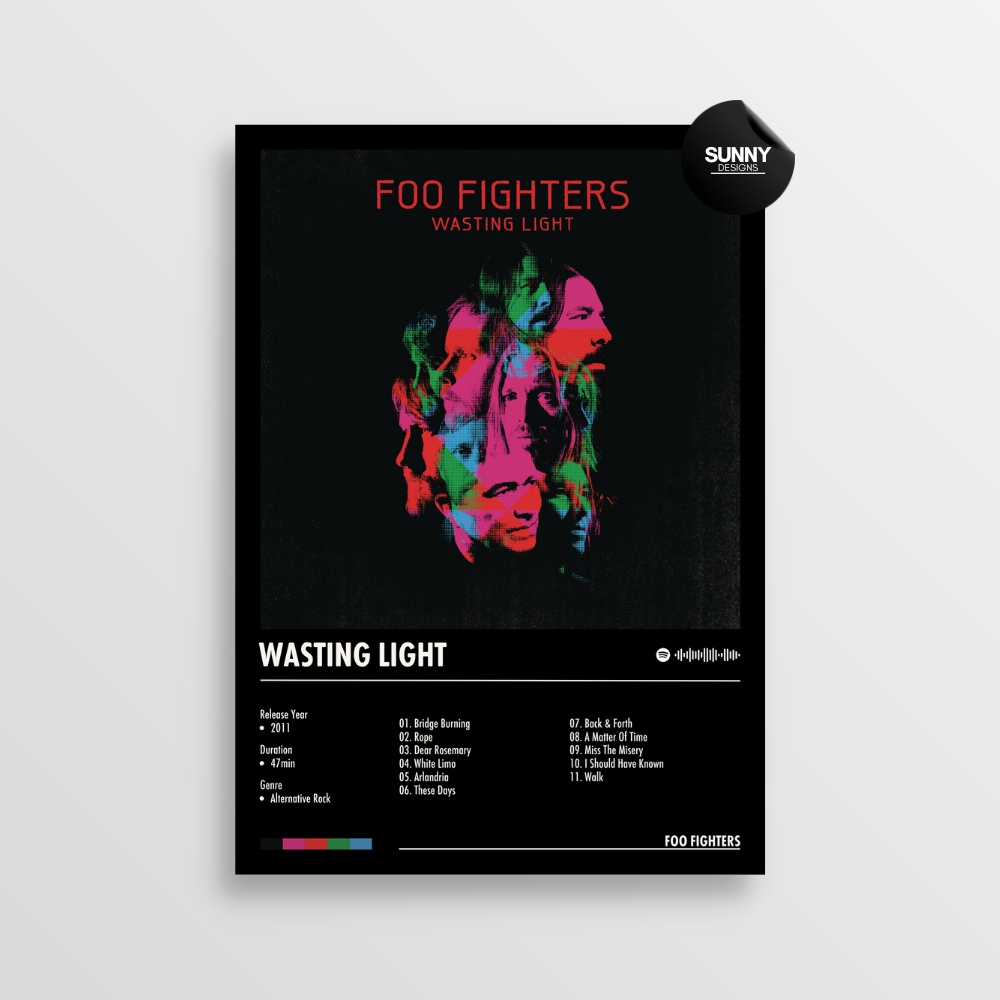 Foo Fighters Wasting Light merch custom album cover poster music poster personalized gifts poster mockup poster template album posters for wall Sunny Designs Poster 