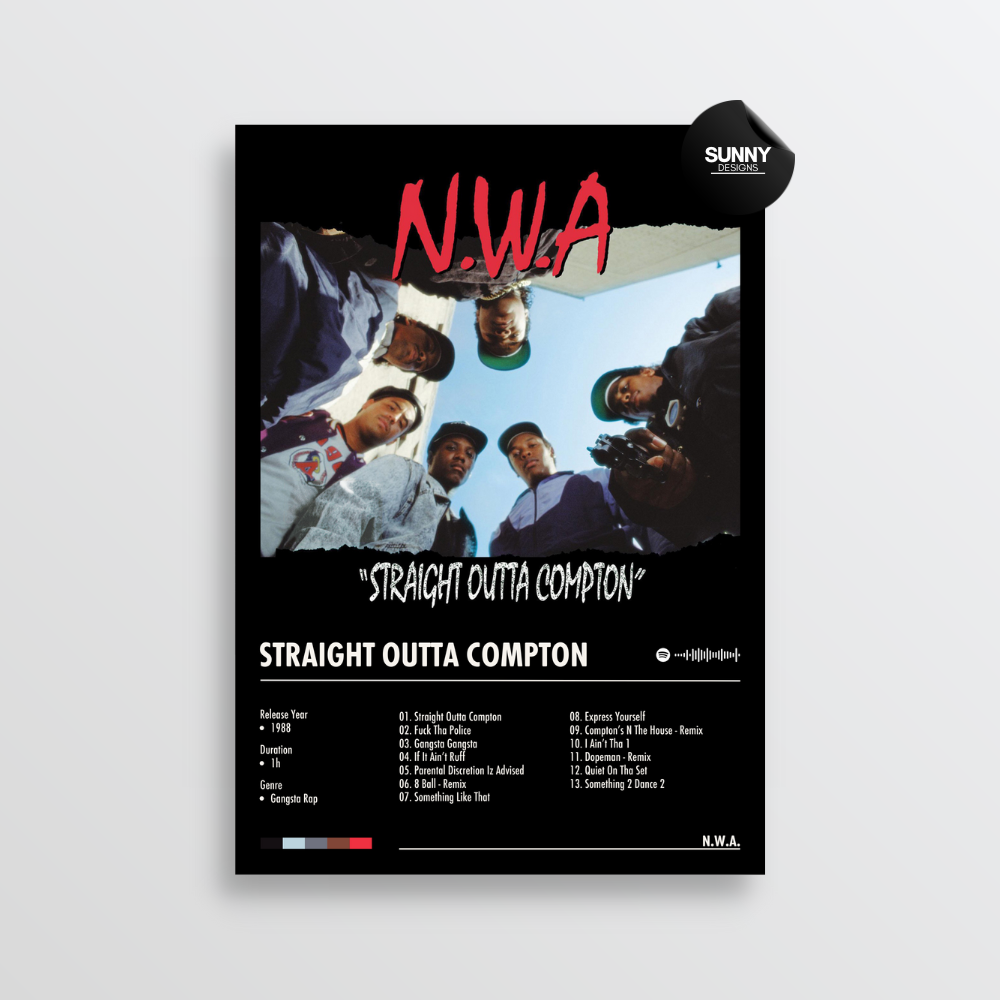 N.W.A. NWA Straight Outta Compton merch custom album cover poster music poster personalized gifts poster mockup poster template album posters for wall Sunny Designs Poster 