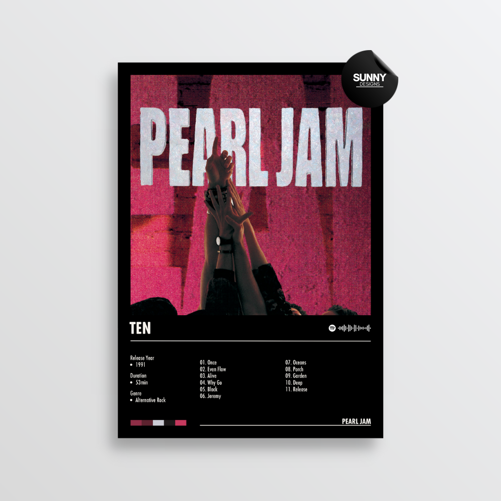 Pearl Jam Ten merch custom album cover poster music poster personalized gifts poster mockup poster template album posters for wall Sunny Designs Poster 