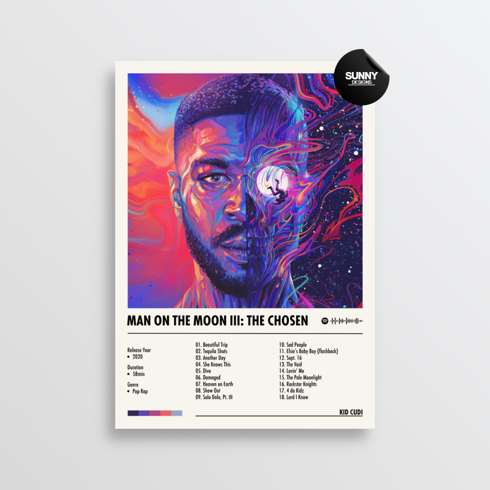 Kid Cudi Man On The Moon III The Chosen merch custom album cover poster music poster personalized gifts poster mockup poster template Sunny Designs Poster 