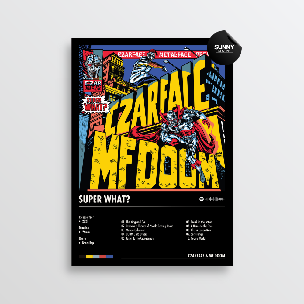 CZARFACE MF DOOM Super What? merch custom album cover poster music poster personalized gifts poster mockup poster template album posters for wall tracklist Sunny Designs Poster
