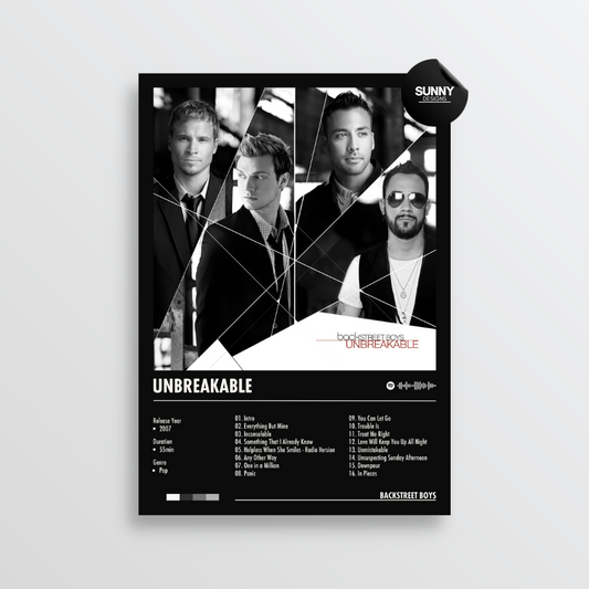 Backstreet Boys Unbreakable merch custom album cover poster music poster personalized gifts poster mockup poster template album posters for wall tracklist Sunny Designs Poster
