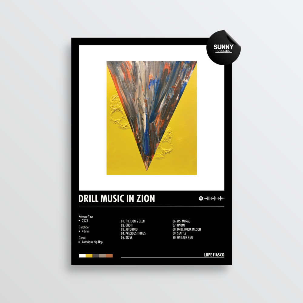 Lupe Fiasco DRILL MUSIC IN ZION merch custom album cover poster music poster personalized gifts poster mockup poster template album posters for wall tracklist Sunny Designs Poster
