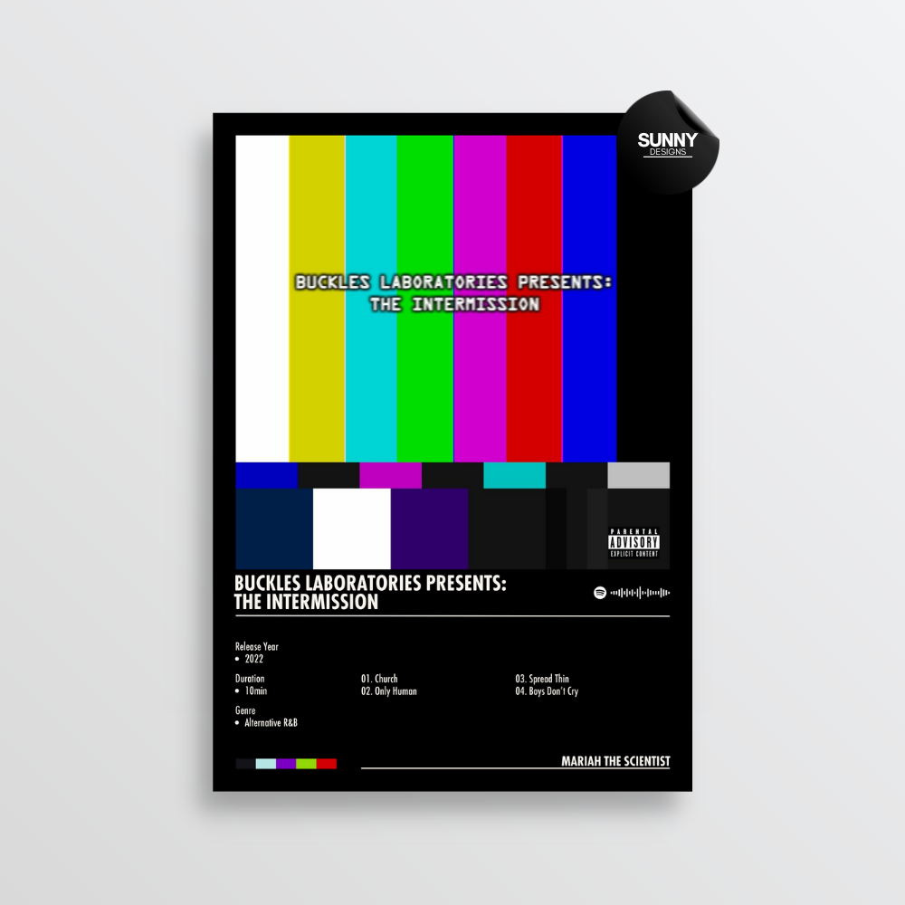 Mariah the Scientist Buckles Laboratories Presents The Intermission merch custom album cover poster music poster personalized gifts poster mockup poster template album posters for wall Sunny Designs Poster 