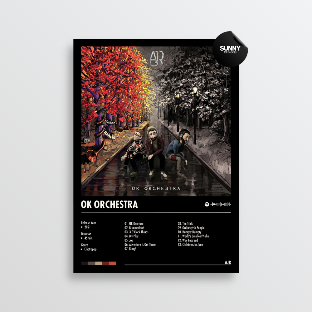 AJR OK ORCHESTRA merch custom album cover poster music poster personalized gifts poster mockup poster template album posters for wall tracklist Sunny Designs Poster
