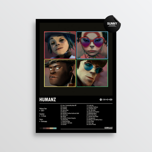 Gorillaz Humanz merch custom album cover poster music poster personalized gifts poster mockup poster template album posters for wall Sunny Designs Poster 