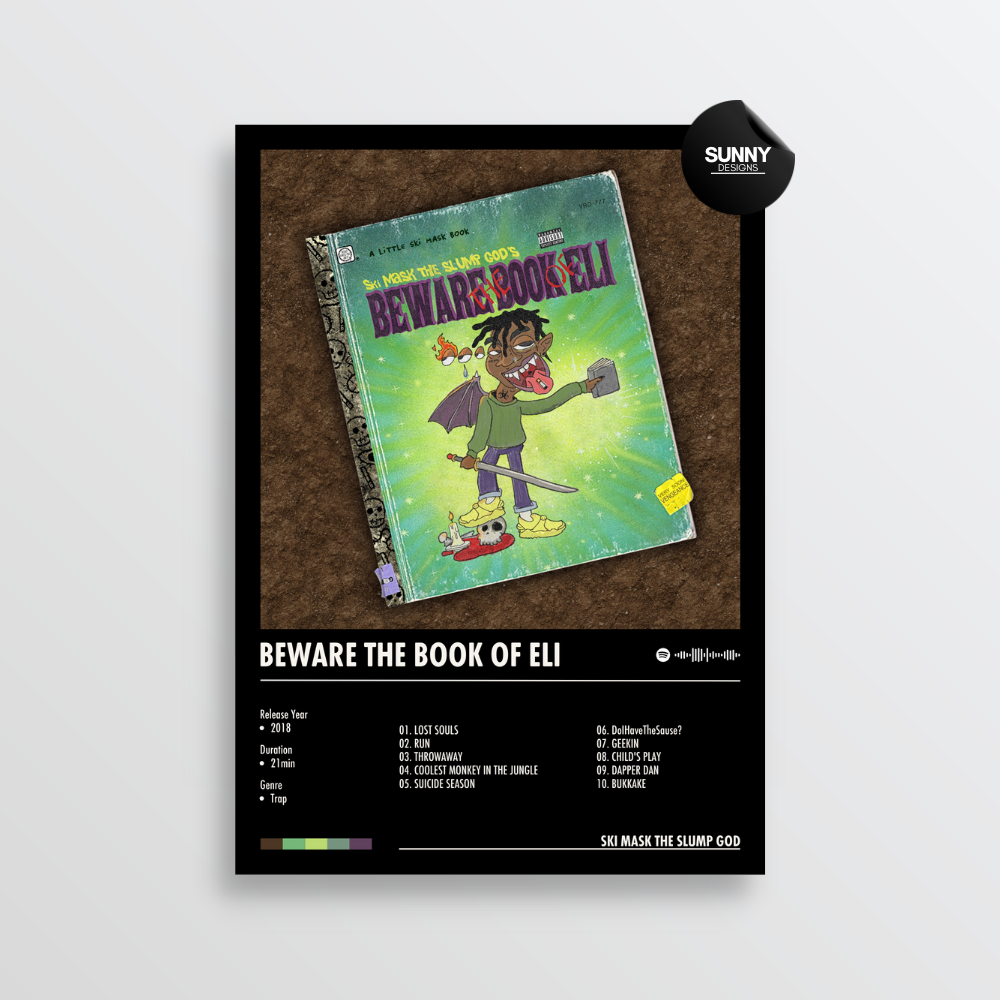 Ski Mask the Slump God BEWARE THE BOOK OF ELI merch custom album cover poster music poster personalized gifts poster mockup poster template album posters for wall Sunny Designs Poster 