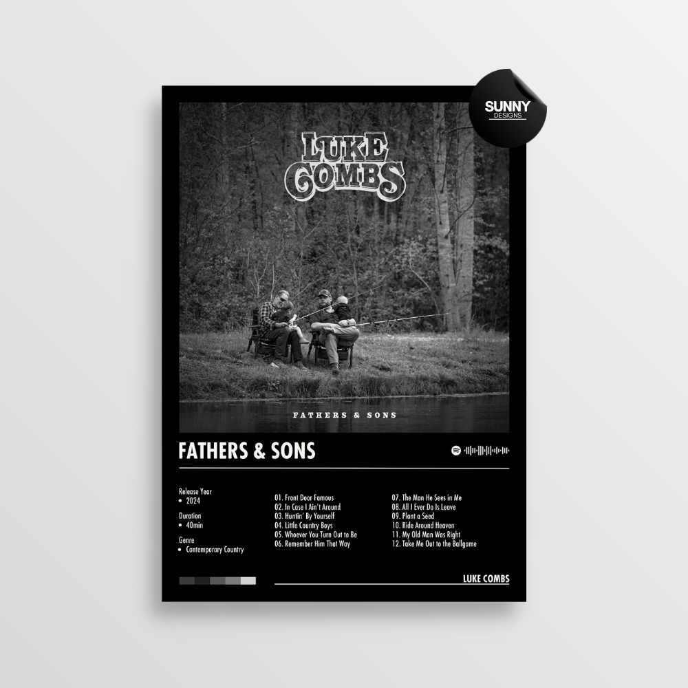 Luke Combs Fathers & Sons merch custom album cover poster music poster personalized gifts poster mockup poster template album posters for wall tracklist Sunny Designs Poster
