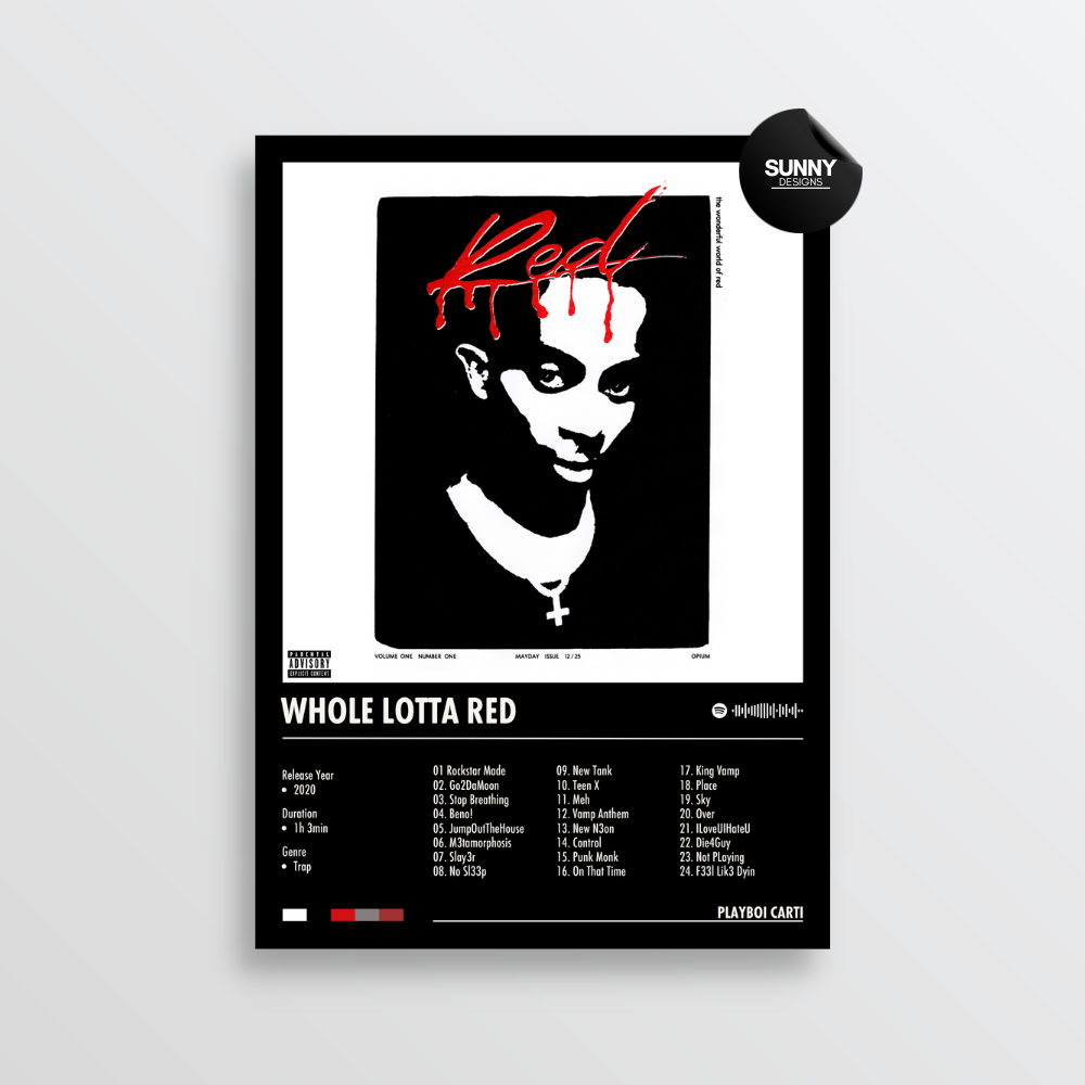 Playboi Carti Whole Lotta Red merch custom album cover poster music poster personalized gifts poster mockup poster template Sunny Designs Poster