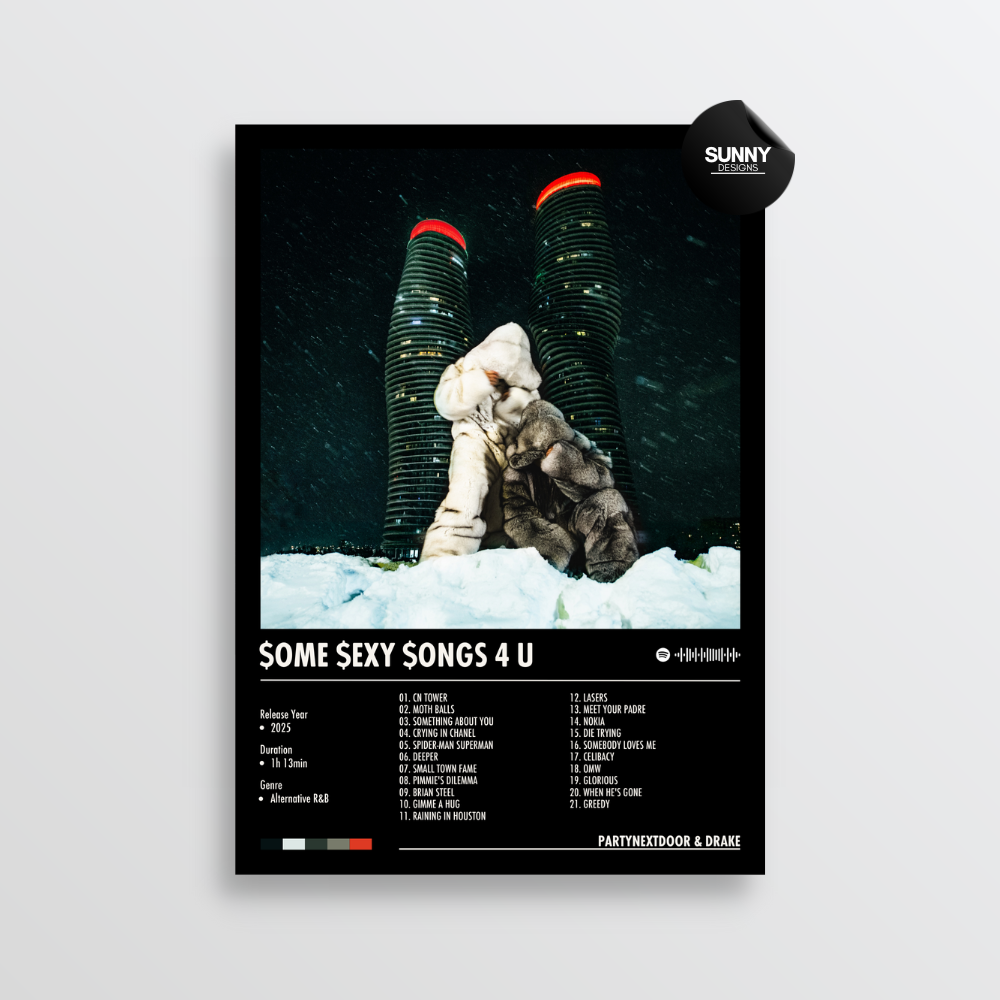 PARTYNEXTDOOR Drake Some Sexy Songs 4 U tracklist merch custom album cover poster music poster personalized gifts poster mockup poster template album posters for wall Sunny Designs Poster 