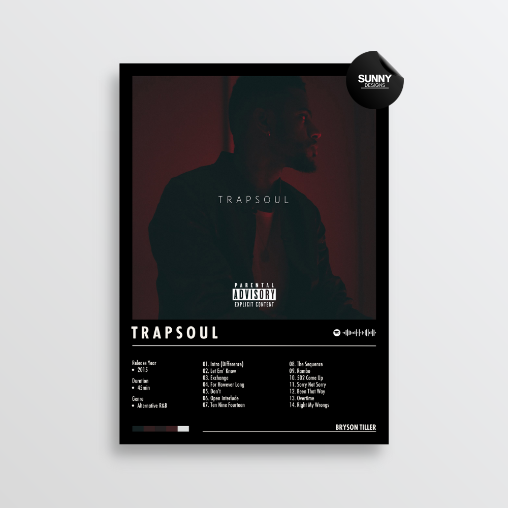 Bryson Tiller TRAPSOUL merch custom album cover poster music poster personalized gifts poster mockup poster template album posters for wall Sunny Designs Poster 