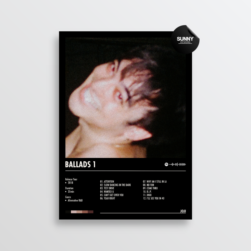 Joji BALLADS 1 merch custom album cover poster music poster personalized gifts poster mockup poster template album posters for wall Sunny Designs Poster 