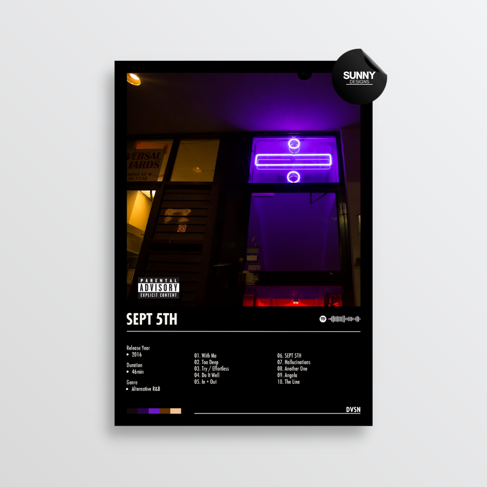 dvsn SEPT 5TH merch custom album cover poster music poster personalized gifts poster mockup poster template album posters for wall Sunny Designs Poster 