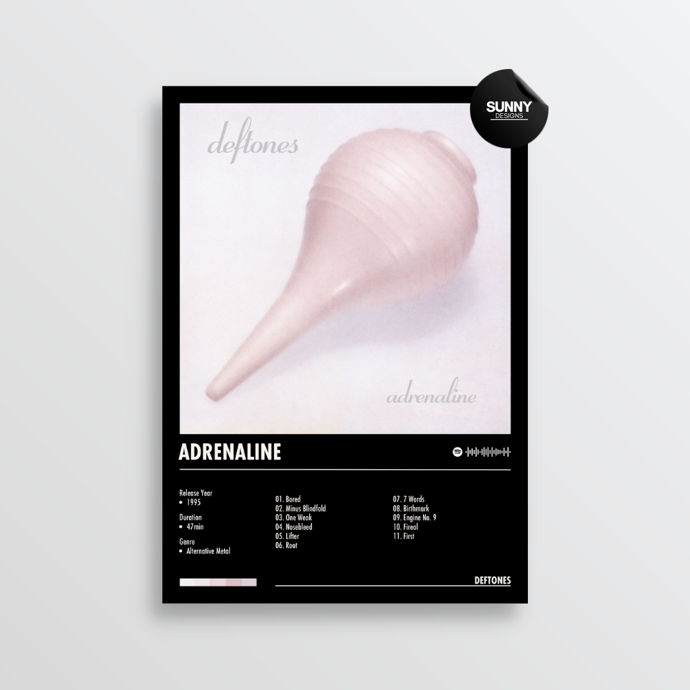 Deftones Adrenaline merch custom album cover poster music poster personalized gifts poster mockup poster template album posters for wall Sunny Designs Poster 