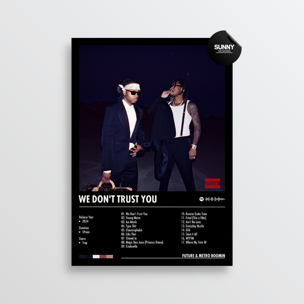 Future Metro Boomin WE DON'T TRUST YOU merch custom album cover poster music poster personalized gifts poster mockup poster template album posters for wall Sunny Designs Poster 