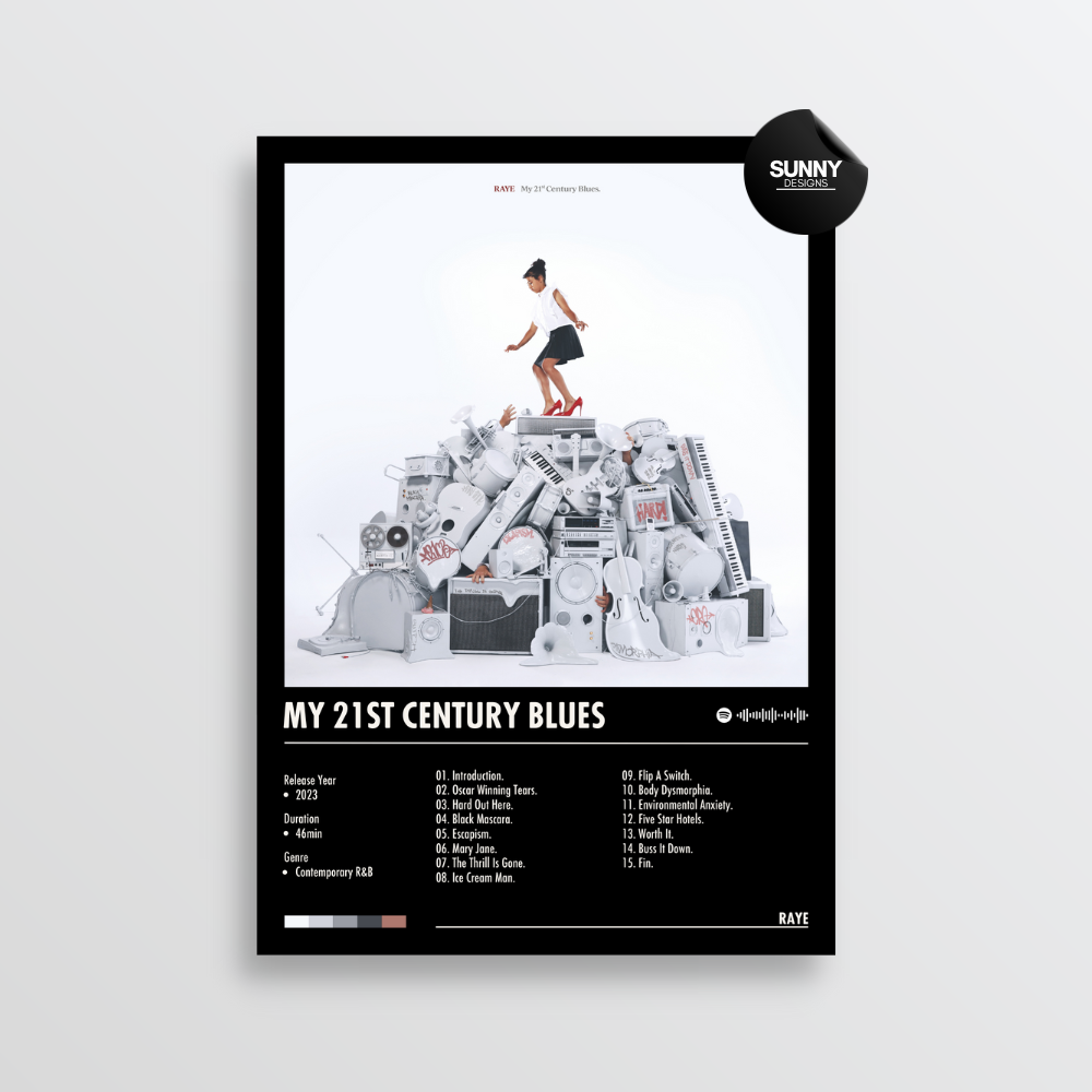 RAYE My 21st Century Blues merch custom album cover poster music poster personalized gifts poster mockup poster template album posters for wall Sunny Designs Poster 