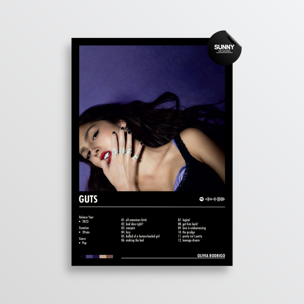 Olivia Rodrigo GUTS merch custom album cover poster music poster personalized gifts poster mockup poster template album posters for wall Sunny Designs Poster 
