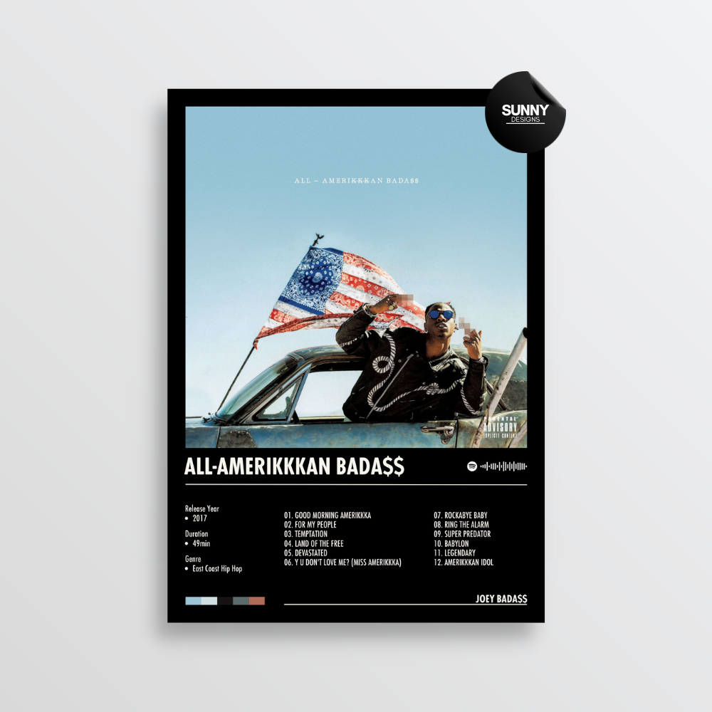 Joey BadaSS ALL-AMERIKKKAN BADASS merch custom album cover poster music poster personalized gifts poster mockup poster template album posters for wall Sunny Designs Poster 