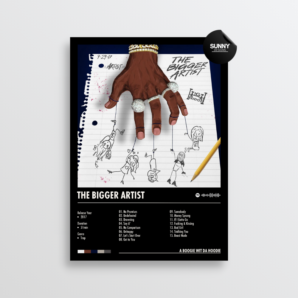 A Boogie Wit da Hoodie The Bigger Artist merch custom album cover poster music poster personalized gifts poster mockup poster template album posters for wall Sunny Designs Poster 