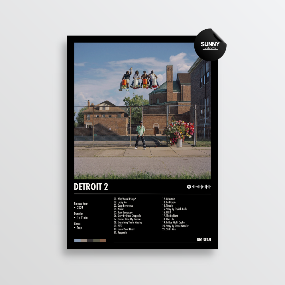 Big Sean Detroit 2 merch custom album cover poster music poster personalized gifts poster mockup poster template album posters for wall Sunny Designs Poster 