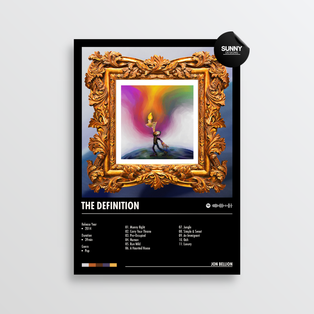 Jon Bellion The Definition merch custom album cover poster music poster personalized gifts poster mockup poster template album posters for wall Sunny Designs Poster 