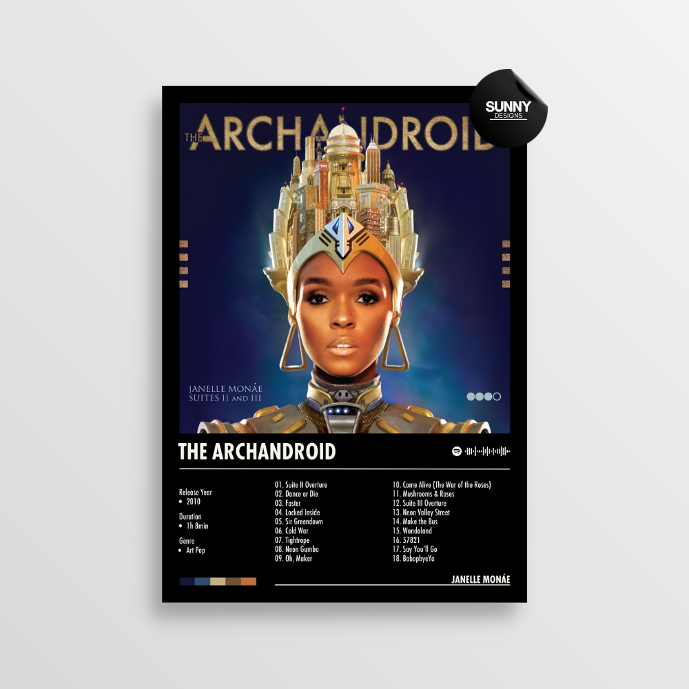 Janelle Monae The ArchAndroid merch custom album cover poster music poster personalized gifts poster mockup poster template album posters for wall Sunny Designs Poster 