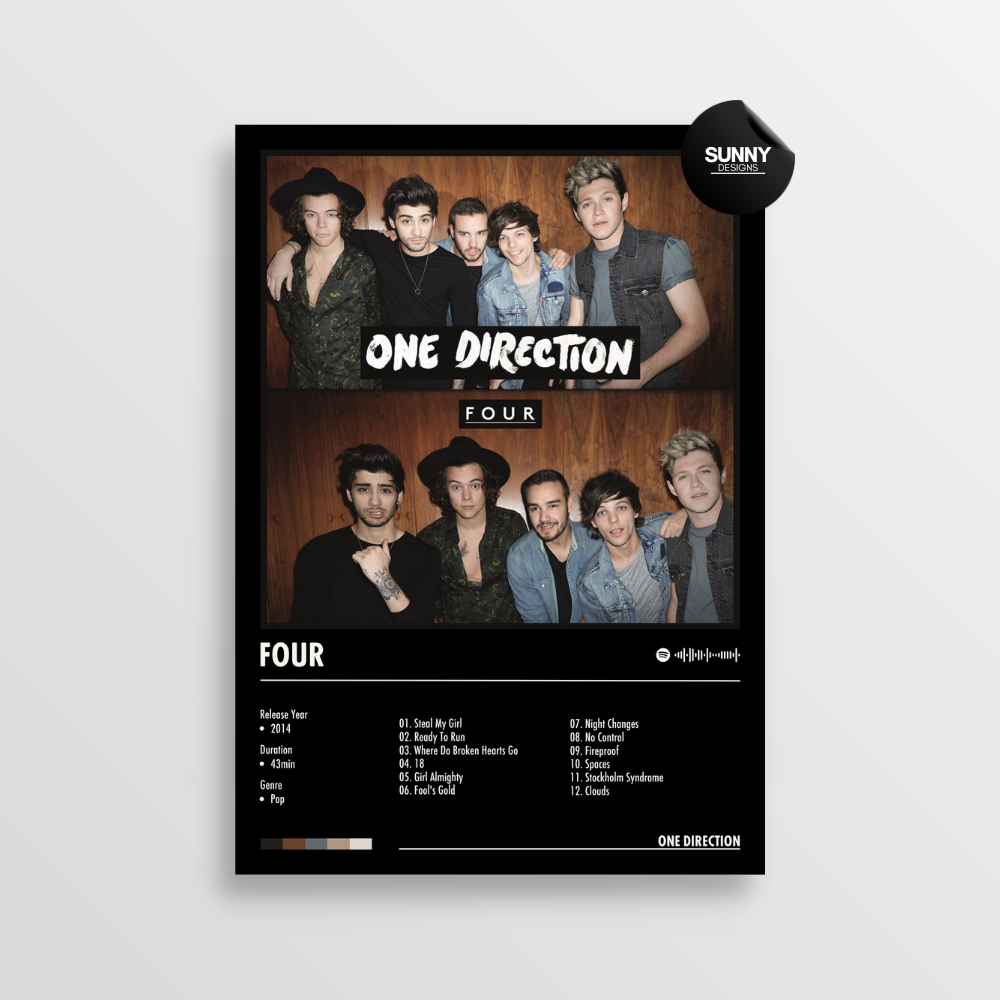 One Direction FOUR merch custom album cover poster music poster personalized gifts poster mockup poster template Sunny Designs Poster 