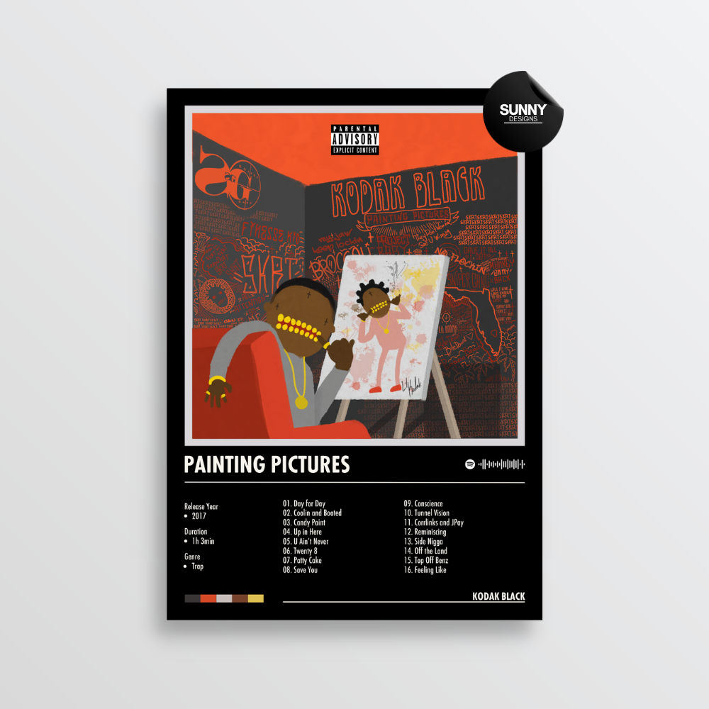 Kodak Black Painting Pictures merch custom album cover poster music poster personalized gifts poster mockup poster template album posters for wall tracklist Sunny Designs Poster
