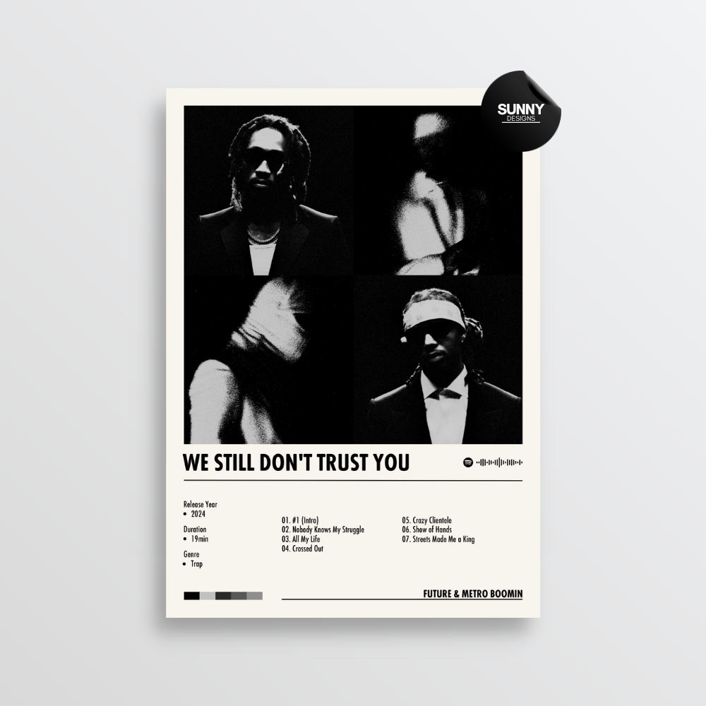 Future & Metro Boomin WE STILL DON'T TRUST YOU merch custom album cover poster music poster personalized gifts poster mockup poster template album posters for wall Sunny Designs Poster 