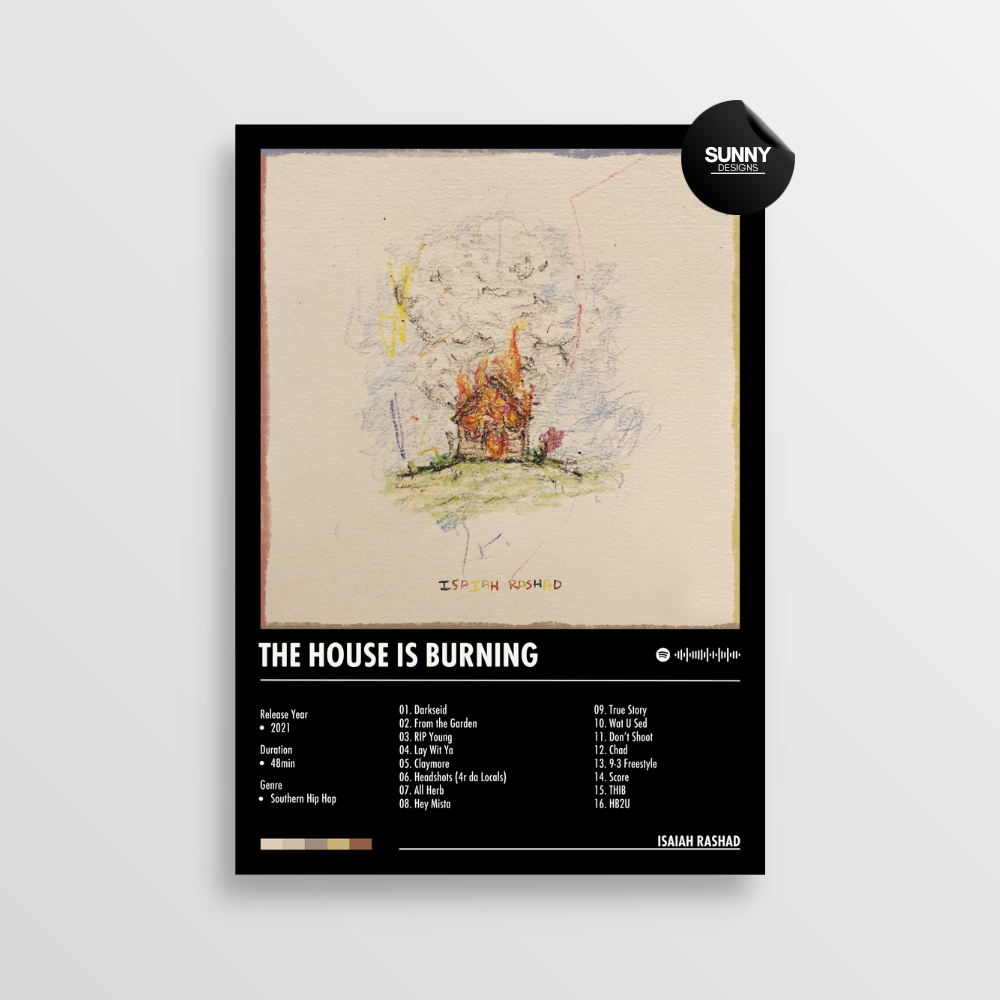 Isaiah Rashad - The House Is Burning | Album Cover Poster – Sunny ...