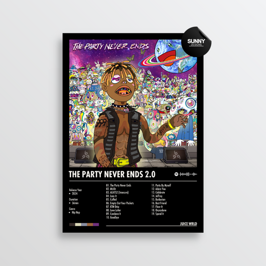Juice WRLD The Party Never Ends merch custom album cover poster music poster personalized gifts poster mockup poster template album posters for wall tracklist Sunny Designs Poster
