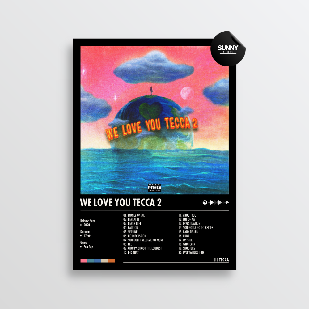 Lil Tecca We Love You Tecca 2 merch custom album cover poster music poster personalized gifts poster mockup poster template album posters for wall Sunny Designs Poster 