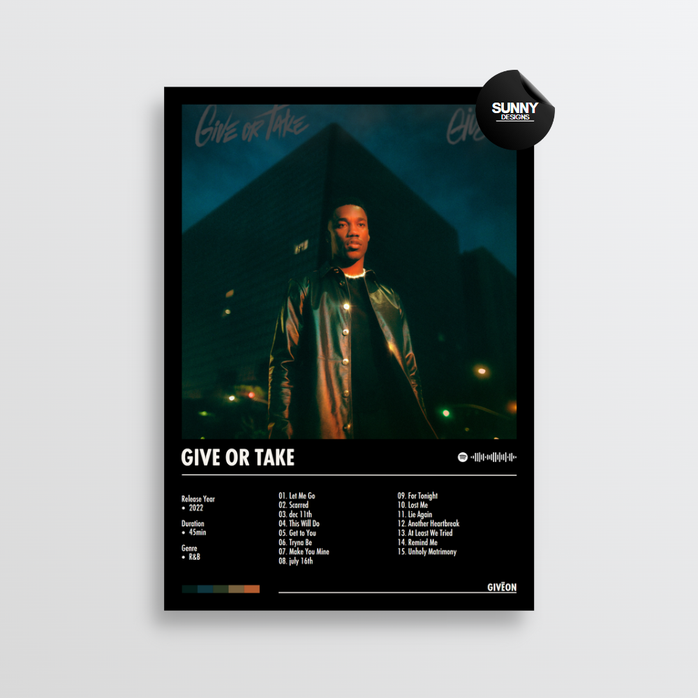 Giveon Give or Take merch custom album cover poster music poster personalized gifts poster mockup poster template Sunny Designs Poster 