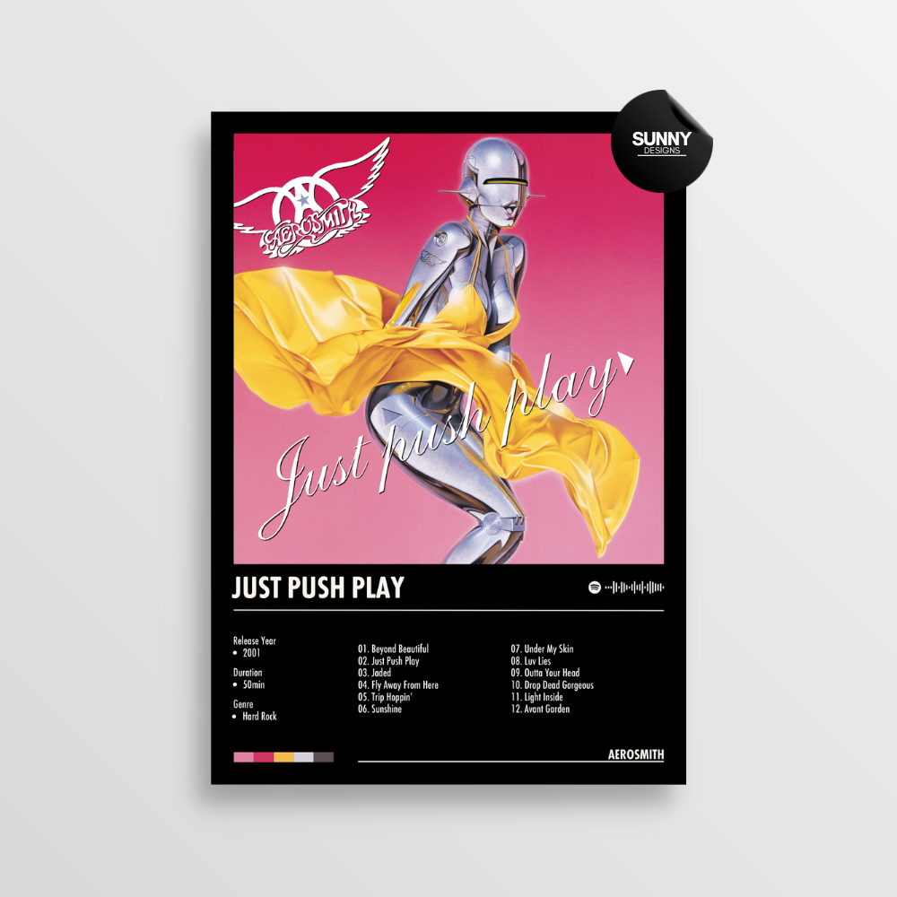 Aerosmith Just Push Play merch custom album cover poster music poster personalized gifts poster mockup poster template album posters for wall tracklist Sunny Designs Poster
