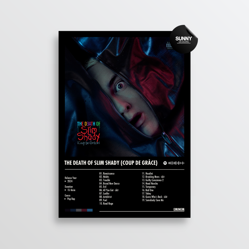 Eminem The Death of Slim Shady Coup De Grace merch custom album cover poster music poster personalized gifts poster mockup poster template album posters for wall Sunny Designs Poster 