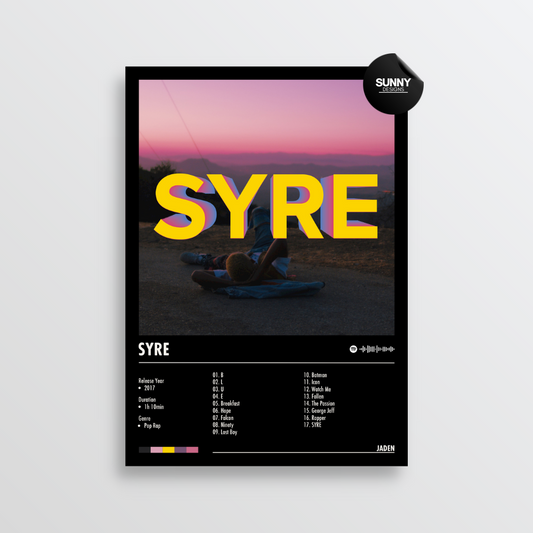 Jaden Smith SYRE merch custom album cover poster music poster personalized gifts poster mockup poster template album posters for wall Sunny Designs Poster 