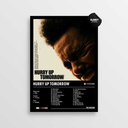 The Weeknd Hurry Up Tomorrow tracklist merch custom album cover poster music poster personalized gifts poster mockup poster template album posters for wall Sunny Designs Poster 