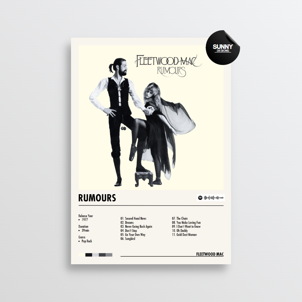 Fleetwood Mac Rumours merch custom album cover poster music poster personalized gifts poster mockup poster template Sunny Designs Poster