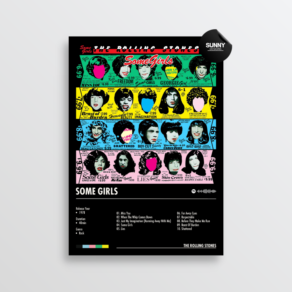 The Rolling Stones Some Girls merch custom album cover poster music poster personalized gifts poster mockup poster template album posters for wall Sunny Designs Poster 