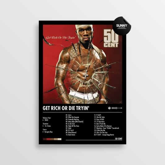 50 Cent Get Rich or Die Tryin' merch custom album cover poster music poster personalized gifts poster mockup poster template album posters for wall Sunny Designs Poster 