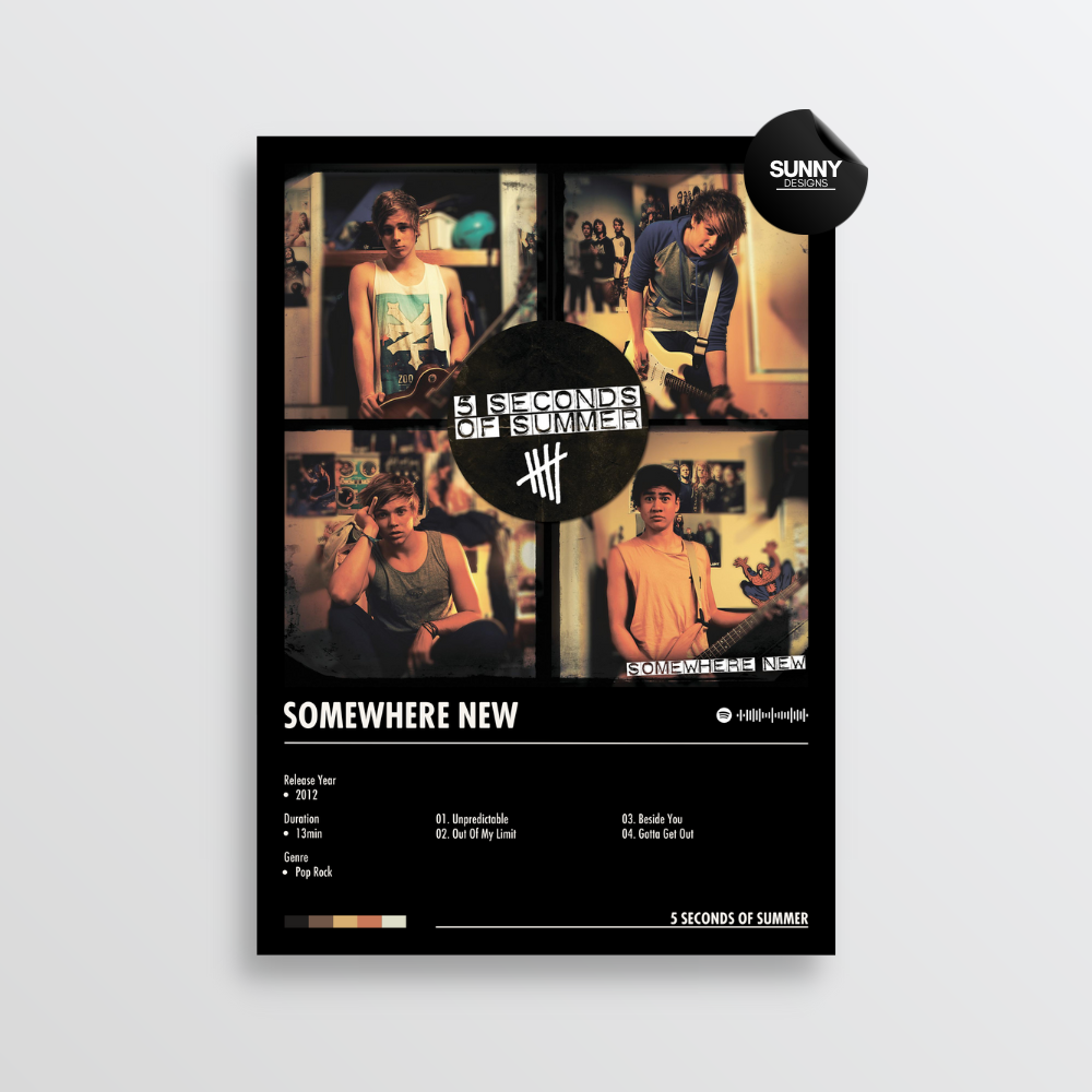 5 Seconds of Summer Somewhere New merch custom album cover poster music poster personalized gifts poster mockup poster template album posters for wall Sunny Designs Poster 