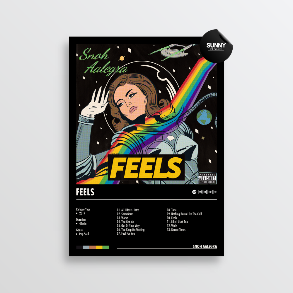 Snoh AalegrA FEELS merch custom album cover poster music poster personalized gifts poster mockup poster template album posters for wall Sunny Designs Poster 