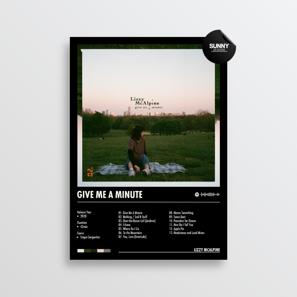 Lizzy McAlpine Give Me A Minute merch custom album cover poster music poster personalized gifts poster mockup poster template album posters for wall tracklist Sunny Designs Poster
