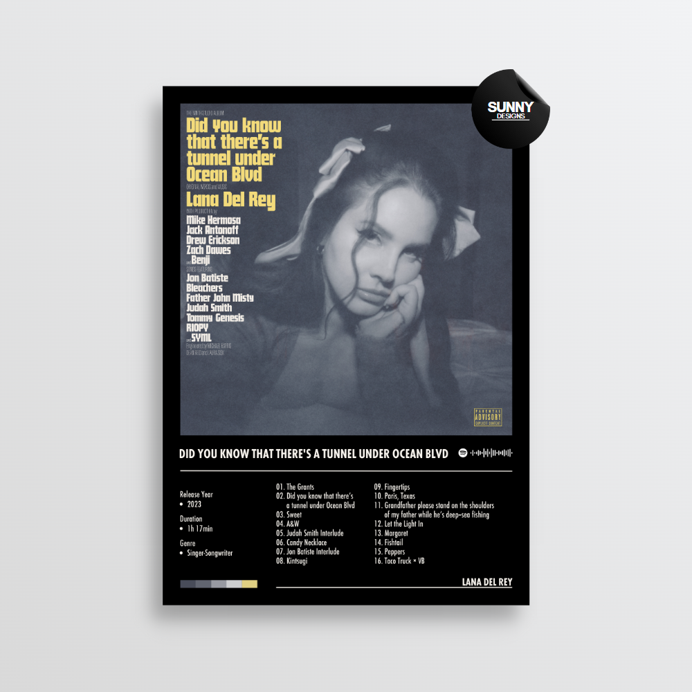 Lana Del Rey Did you know that there's a tunnel under Ocean Blvd merch custom album cover poster music poster personalized gifts poster mockup poster template Sunny Designs Poster